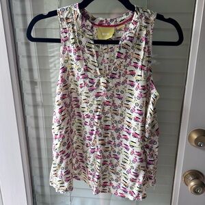 Maeve by Anthropologie Pink/Cream V-Neck Sleeveless Top in Size XS